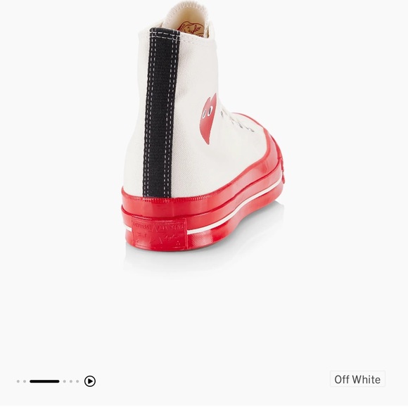 Comme des Garçons PLAY High-Top Sneakers - Cream & Red - Picture 9 of 15